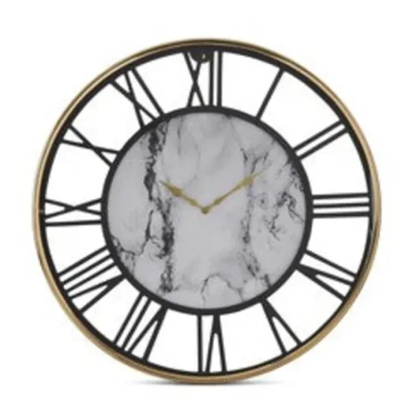 Shop All^18320A 24 Inch Gold & Black Metal Framed Clock w/Marble Pattern Center - cozylivehome.com | we sell a wide range of comfortable household items