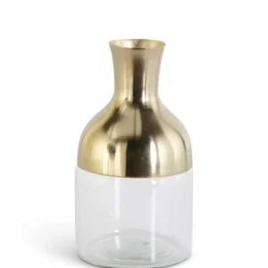 17559A-2 7.75 Inch Gold Metal & Clear Glass Long Neck Vase - cozylivehome.com | we sell a wide range of comfortable household items* Giftware