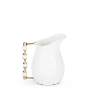 18656A 8.25 Inch White Ceramic Pitcher w/Powder Coated Steel Ball Handle - cozylivehome.com | we sell a wide range of comfortable household items* Giftware
