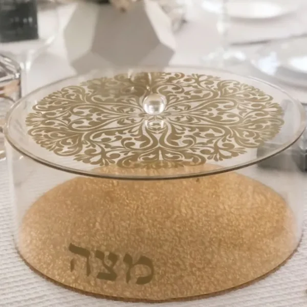 Shop All^Acrylic Matzah Box Floral Design Round gold - cozylivehome.com | we sell a wide range of comfortable household items
