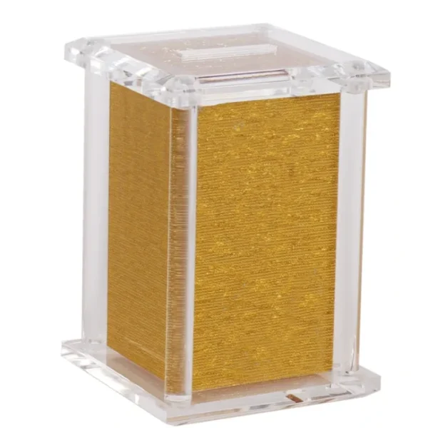 Shop All^59586 Acrylic Tzedakah Box With Poles Gold 5 x 3" - cozylivehome.com | we sell a wide range of comfortable household items