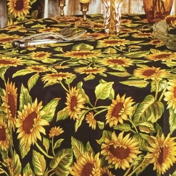Shop All^APRIL CORNELL TABLECLOTH ROUND SUNFLOWER VALLEY BLACK 88" - cozylivehome.com | we sell a wide range of comfortable household items