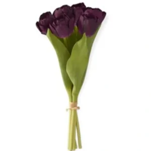 18427A-PU 13 Inch Dark Purple Real Touch Tulip Bundle (6 Stem) - cozylivehome.com | we sell a wide range of comfortable household items* Giftware