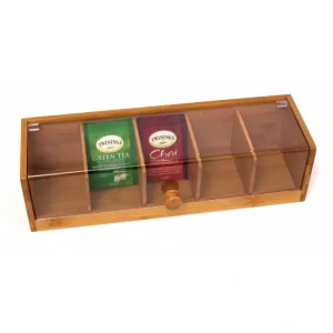 Shop All^Bamboo 5-Section Tea Box with Acrylic Cover - cozylivehome.com | we sell a wide range of comfortable household items