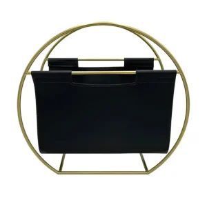 349853BE Becki Owens Gold-Colored Metal and Leather Magazine Holder - cozylivehome.com | we sell a wide range of comfortable household items* Giftware