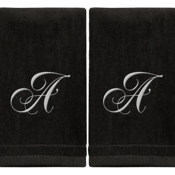 Black Monogrammed Towel - White Embroidered - Initial A ( - cozylivehome.com | we sell a wide range of comfortable household items* Giftware