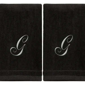 Black Monogrammed Towel - White Embroidered - Initial G - cozylivehome.com | we sell a wide range of comfortable household items* Giftware