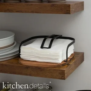 Shop All^Black Napkin Holder W. Acacia Wooden Base - cozylivehome.com | we sell a wide range of comfortable household items