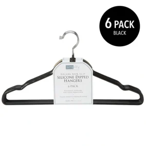 23270-BLACK 6PK FLAT WIRE NON SLIP HANGER - cozylivehome.com | we sell a wide range of comfortable household items* Housewares