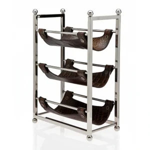 9322 3 BOTTLE WINE RACK BROWN LEATH - cozylivehome.com | we sell a wide range of comfortable household items* Giftware