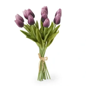 11399B-PU 13.5 Inch Purple Real Touch Mini Tulip Bundle (12 Stems) - cozylivehome.com | we sell a wide range of comfortable household items* Giftware