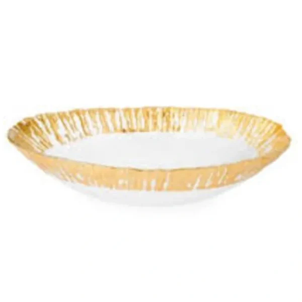 CBD625 Bowl w Gold-Scalloped-Oval Shape 11"L x 7.5"W x 2.5"H - cozylivehome.com | we sell a wide range of comfortable household items* Giftware