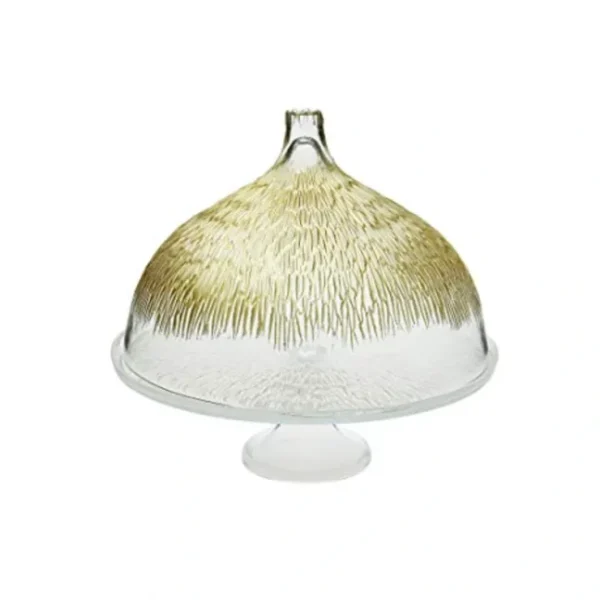 Ccd436 Glass Cake Stand with dome with Gold Design-11"D - cozylivehome.com | we sell a wide range of comfortable household items* Giftware