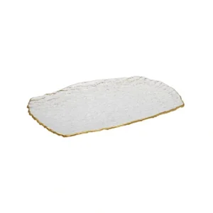 CD3686 Crushed Glass Oblong Tray with Gold Rim - 10.5"L x 6.25"W - cozylivehome.com | we sell a wide range of comfortable household items* Giftware