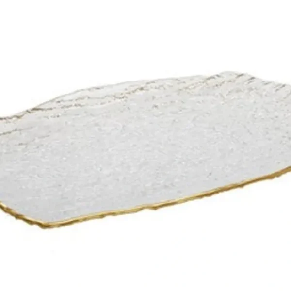 CD2528 Crushed Glass Oblong Tray with Gold Rim - 15"L x 9.5"W - cozylivehome.com | we sell a wide range of comfortable household items* Giftware