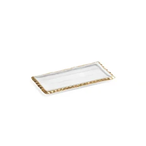 CH-5767 TEXTURED RECTANGULAR TRAY W/ JAGGED GOLD RIM -9 - cozylivehome.com | we sell a wide range of comfortable household items* Giftware