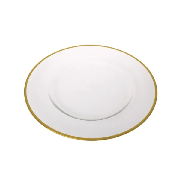 Shop All^Clear Chargers with Gold Trim - 13" D - cozylivehome.com | we sell a wide range of comfortable household items