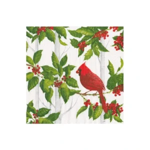 Shop All^COCKTAIL NAPKIN HOLLY AND SONGBIRDS WHT - cozylivehome.com | we sell a wide range of comfortable household items