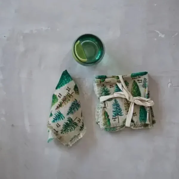 Shop All^Cocktail Napkins, Evergreen & Fringe Set/4 - cozylivehome.com | we sell a wide range of comfortable household items