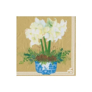 Shop All^COCKTAIL NAPKINS POTTED AMARYLLIS GOLD - cozylivehome.com | we sell a wide range of comfortable household items