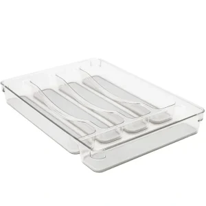 Shop All^5 Compartment Clear Cutlery Tray W. Grey Non Slip Interior - cozylivehome.com | we sell a wide range of comfortable household items