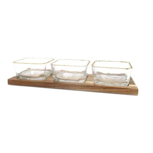 CP4617 3 Bowl Dip Dish Set Gold Accent - cozylivehome.com | we sell a wide range of comfortable household items* Giftware
