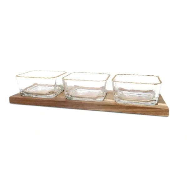 CP4617 3 Bowl Dip Dish Set Gold Accent - cozylivehome.com | we sell a wide range of comfortable household items* Giftware