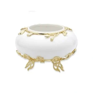 CRB2061W White Glass Bowl with Gold Detail - 10"D x 6"H - cozylivehome.com | we sell a wide range of comfortable household items* Giftware