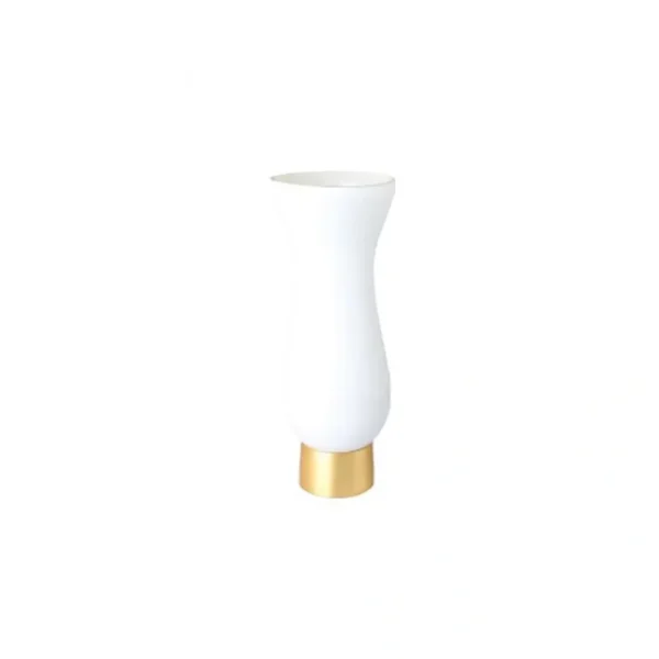CRV823W White Glass Vase with Gold Base - 4.5"D x 12.25"H - cozylivehome.com | we sell a wide range of comfortable household items* Giftware