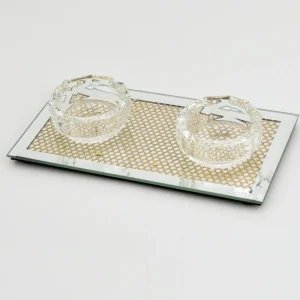 Shop All^184696 Crystal Candle Holder For 2 With Golden Design 3.5"X6.75 - cozylivehome.com | we sell a wide range of comfortable household items