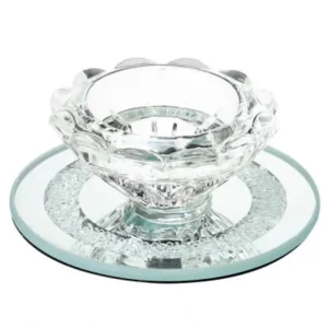55539 Crystal Candle Holder w. Glass Base , Round Base 3.5 - cozylivehome.com | we sell a wide range of comfortable household items* Giftware