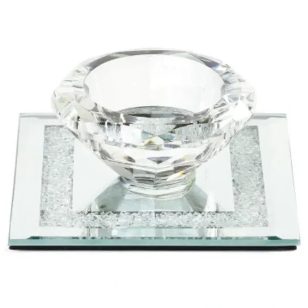 Shop All^55533 Crystal Candle Holder w Glass Base Square Base 3.5x3.5" - cozylivehome.com | we sell a wide range of comfortable household items