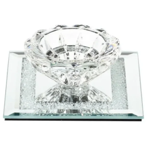 Shop All^55540 Crystal Candle Holder w Glass Base,Square Base 3.5x3.5" - cozylivehome.com | we sell a wide range of comfortable household items