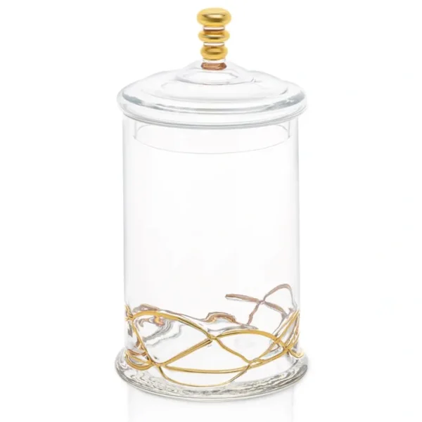 CSJG386 L- Glass Jar with Lid with Gold Swirl Design - cozylivehome.com | we sell a wide range of comfortable household items* Giftware