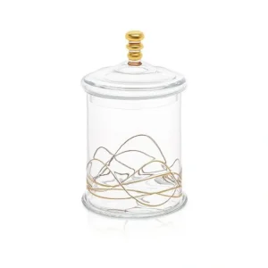 CSJG398 M- Glass Jar with Lid with Gold Swirl Design - cozylivehome.com | we sell a wide range of comfortable household items* Giftware