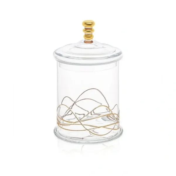 CSJG398 M- Glass Jar with Lid with Gold Swirl Design - cozylivehome.com | we sell a wide range of comfortable household items* Giftware