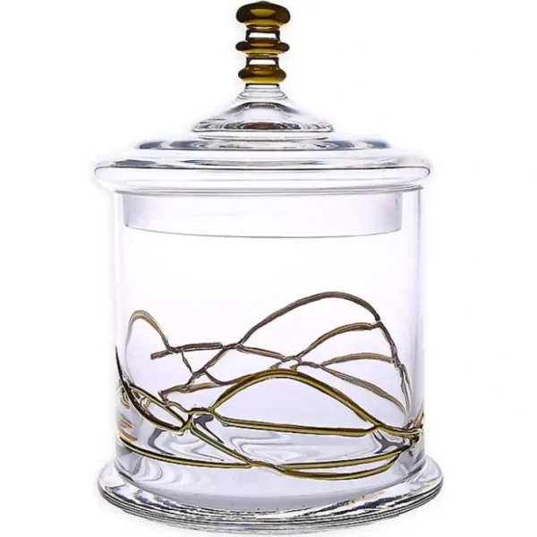 CSJG390 S- Glass Jar with Lid with Gold Swirl Design - cozylivehome.com | we sell a wide range of comfortable household items* Giftware