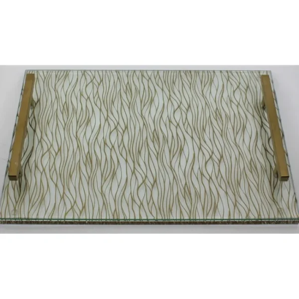 Shop All^CT10 Lucite/Glass Challah Tray - Swirl Design Clear and Gold - cozylivehome.com | we sell a wide range of comfortable household items