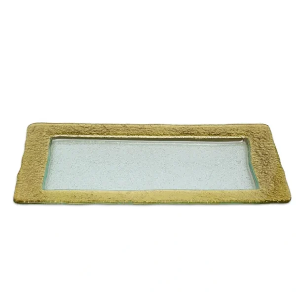 CT142G Glass Rectangular Tray with Gold Design- 10"W x 14.5"L - cozylivehome.com | we sell a wide range of comfortable household items* Giftware