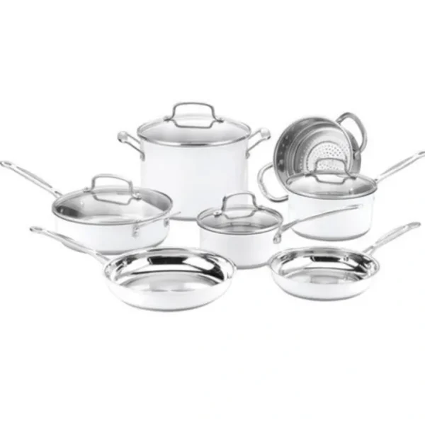 Cuisinart Chef's Classic 11pc Stainless Steel Series White Cookware Set - cozylivehome.com | we sell a wide range of comfortable household items* Housewares