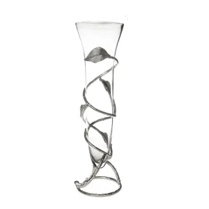 CVF949 Glass Vase with Nickel Leaf Design - cozylivehome.com | we sell a wide range of comfortable household items* Giftware