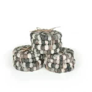 Shop All^Dappled Gray Felt Ball Coasters Set-4 - cozylivehome.com | we sell a wide range of comfortable household items