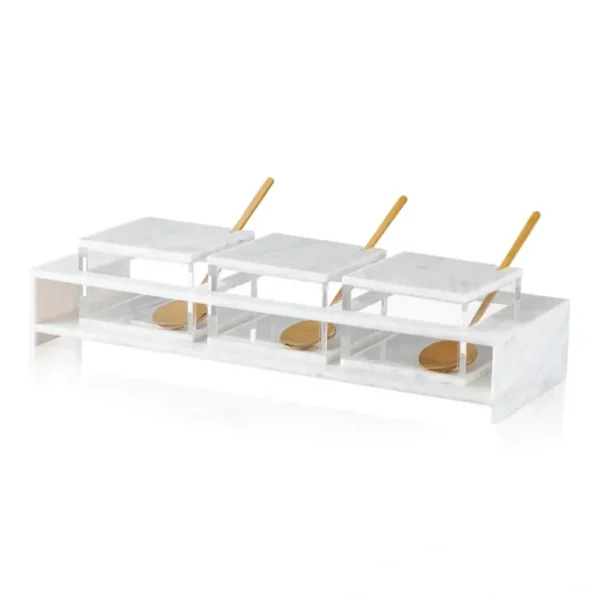 DB-WHT Square Dip Bowl Set- White Marble Lucite - cozylivehome.com | we sell a wide range of comfortable household items* Giftware