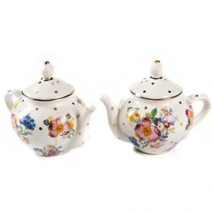 37624-1121 Flower Market Teapot Salt & Pepper Set - White - cozylivehome.com | we sell a wide range of comfortable household items* Giftware