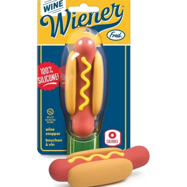 Fred WINE WIENER- Hot Dog Wine Bottle Stopper, Resuable Silicone Sealer - cozylivehome.com | we sell a wide range of comfortable household items* Giftware