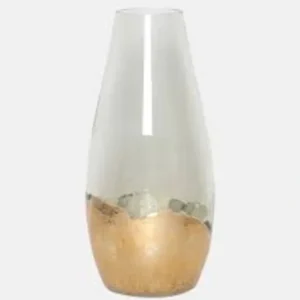 18267-05 GLASS, 15" GOLD DIPPED VASE, CLEAR - cozylivehome.com | we sell a wide range of comfortable household items* Giftware