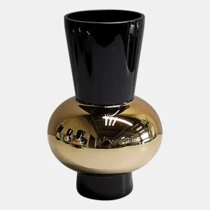 18553-02 Glass, 12" Totem Vase, Black/gold - cozylivehome.com | we sell a wide range of comfortable household items* Giftware
