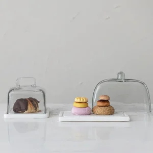 Shop All^Glass Cloche w/ White Marble Base & Handle, Set - cozylivehome.com | we sell a wide range of comfortable household items