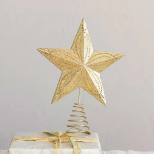 Shop All^Gold Star Tree Topper w/ Cut-Outs & LED Lights - cozylivehome.com | we sell a wide range of comfortable household items