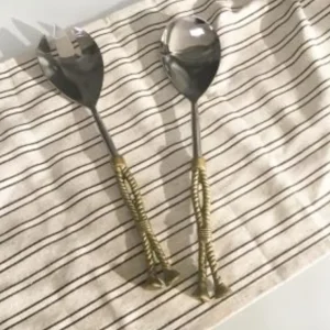 75017 GOLDEN ROPE HANDLE SERVERS ,S/2 - cozylivehome.com | we sell a wide range of comfortable household items* Giftware